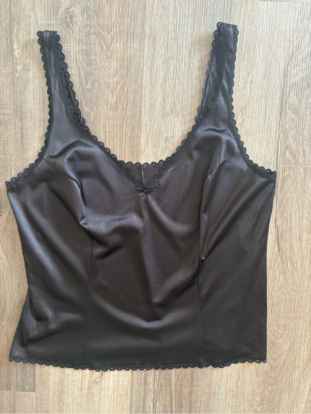 Vintage 80s 90s Warner's Perfect Measure Black Nylon Lace Camisole Size 40 L